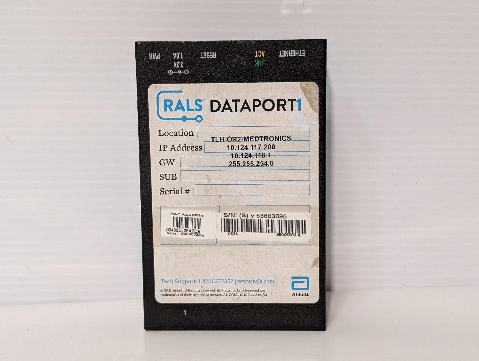 Abbott Rals Dataport 1 Digi One Real Port 50000723-01W Ethernet, Power Supply