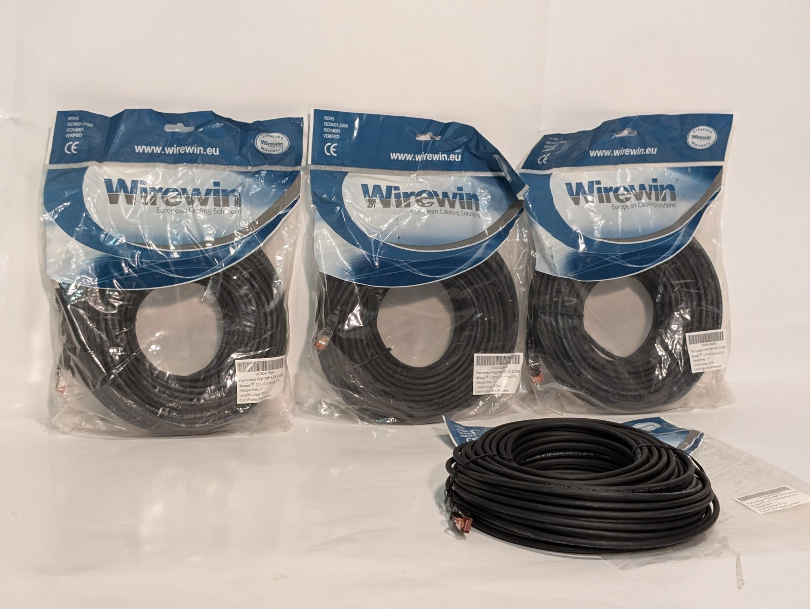 (4) Wirewin PKW-PIMP-KAT6 Weiss CAT6 Patch Cord, S/FTP, LSZH