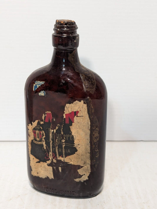 Vintage 1 Pint Brown Wine Bottle, Imperial - NE Plus Ultra - Free Shipping