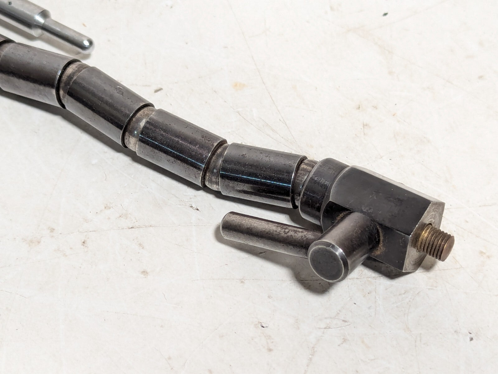 Vintage articulating arm, 6 joints, 5.5 inches long, with mounts as shown
