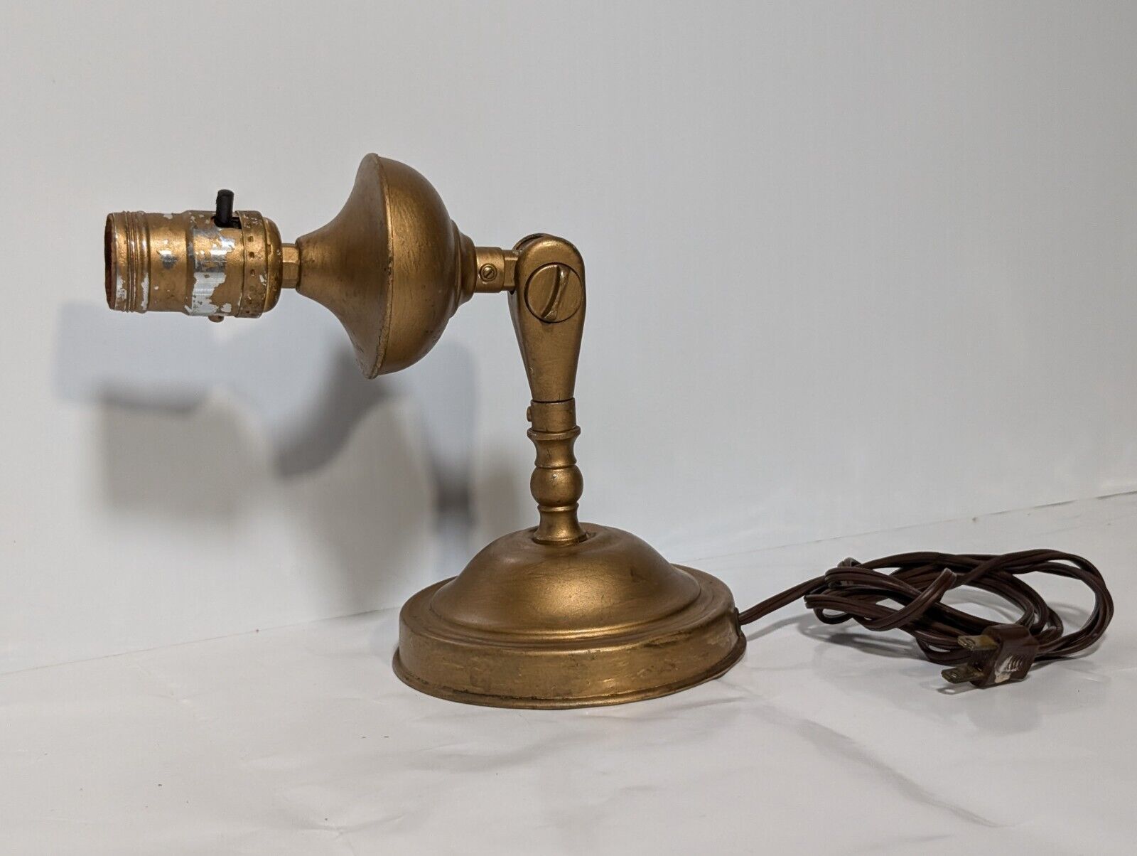 Vintage Table \ Work Adjustable Angle Lamp, Made of Brass but Painted Gold