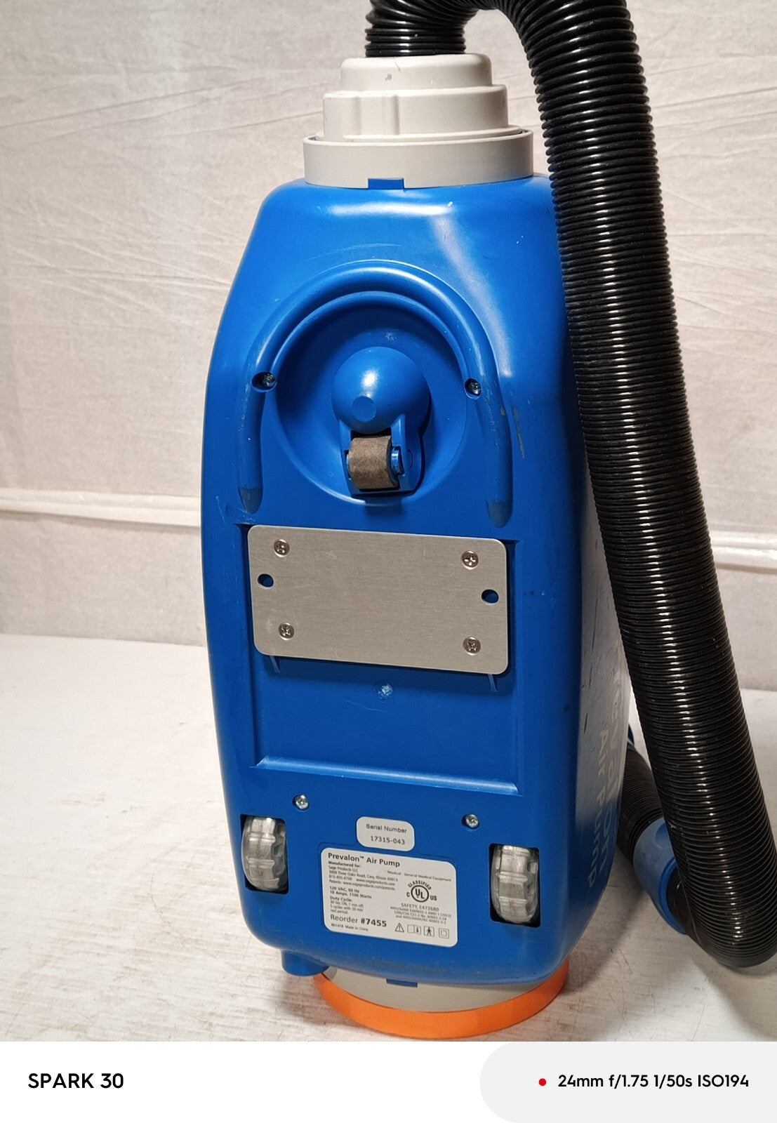 Stryker 7455 Prevalon Pump, HEPA Equipped with Hose and 7465 Filter