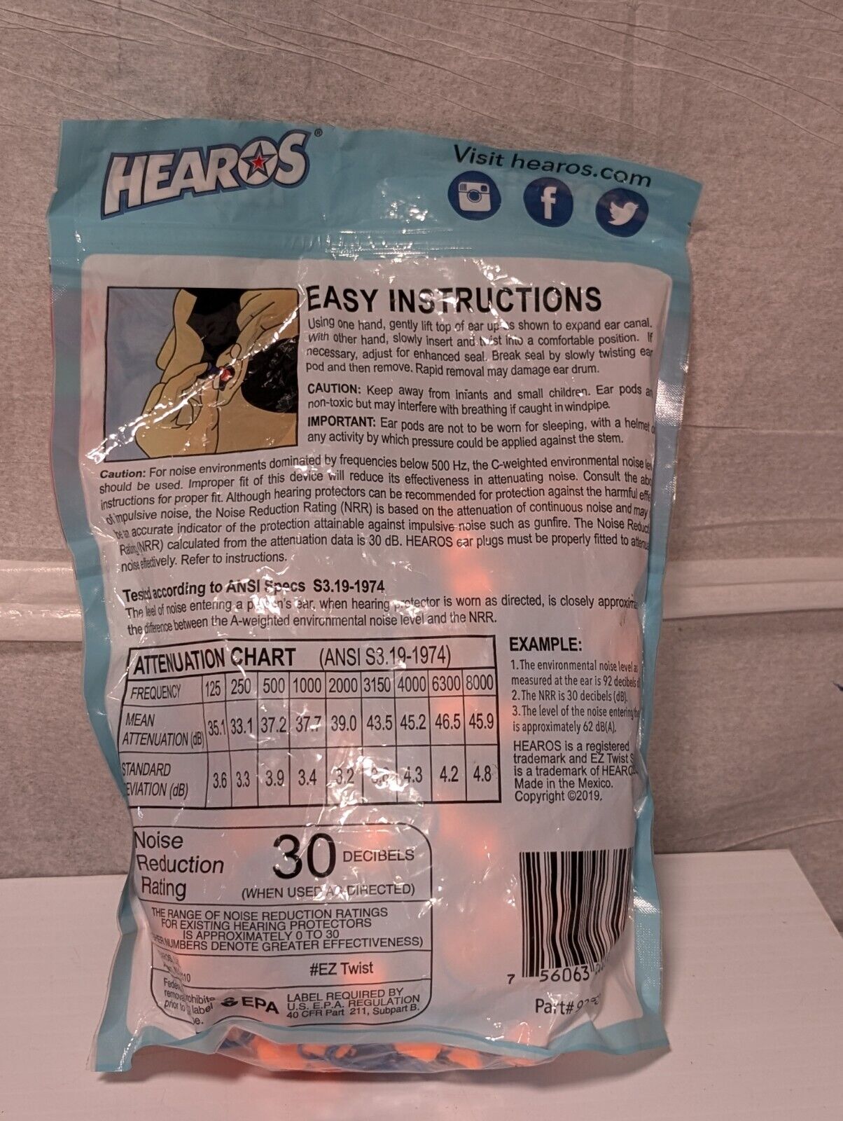 Lot of 19 Packs of 3M + Hearos Brand Disposable Earplugs