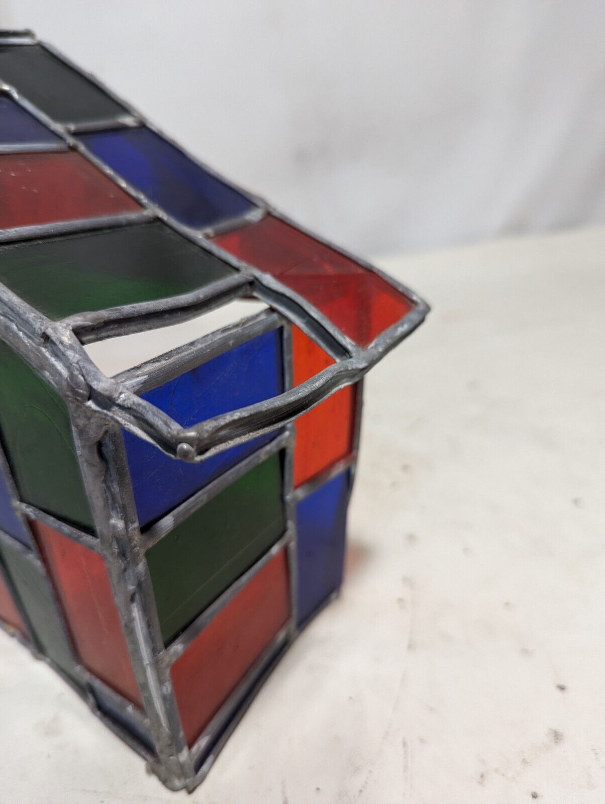 Stained Glass Manger \ Building  12"h x 9"w x 4"d  Unique Handmade Item