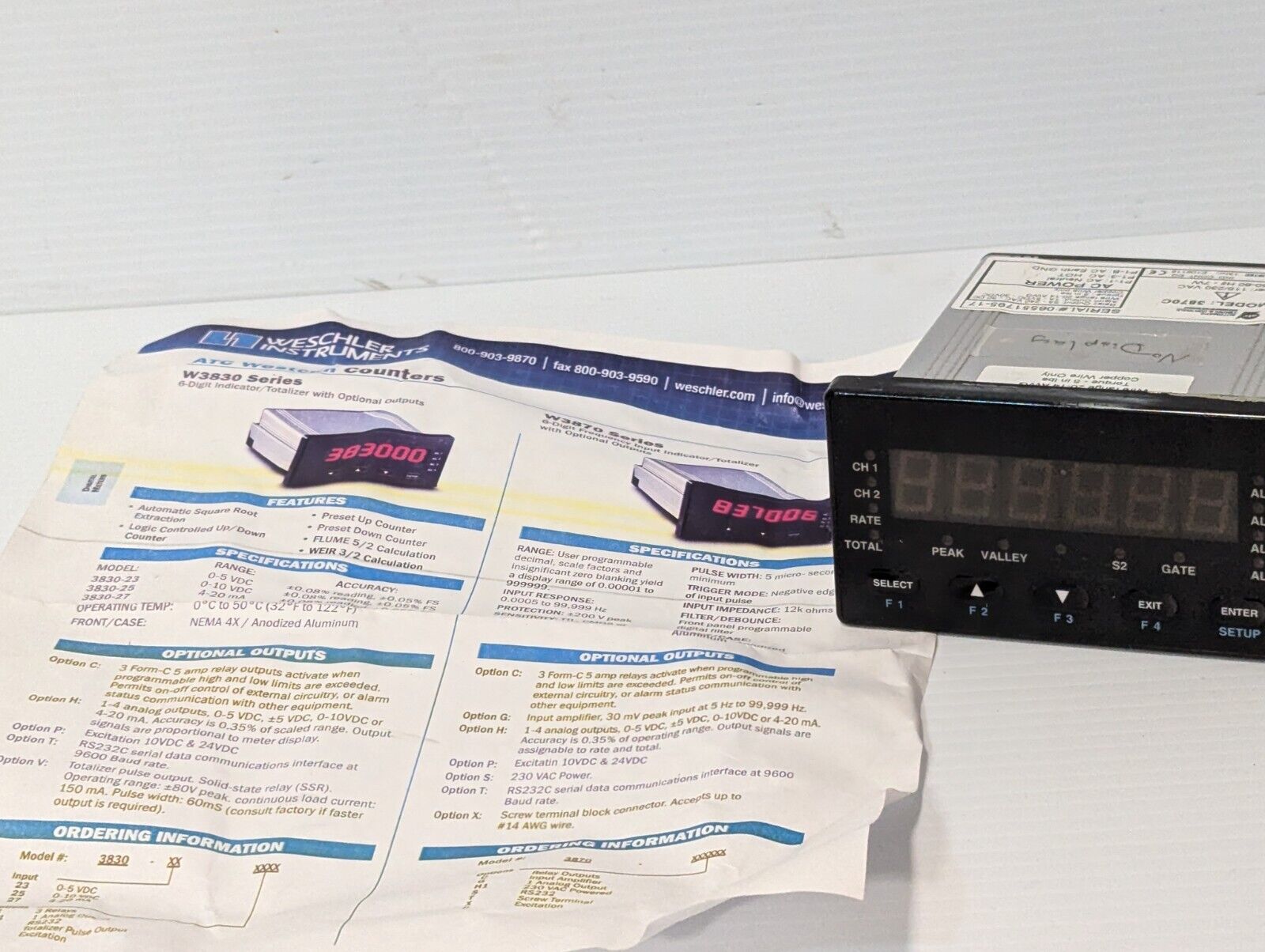 Automatic Timing & Controls 3870C Single and Dual Channel Panel Meter  **PARTS**