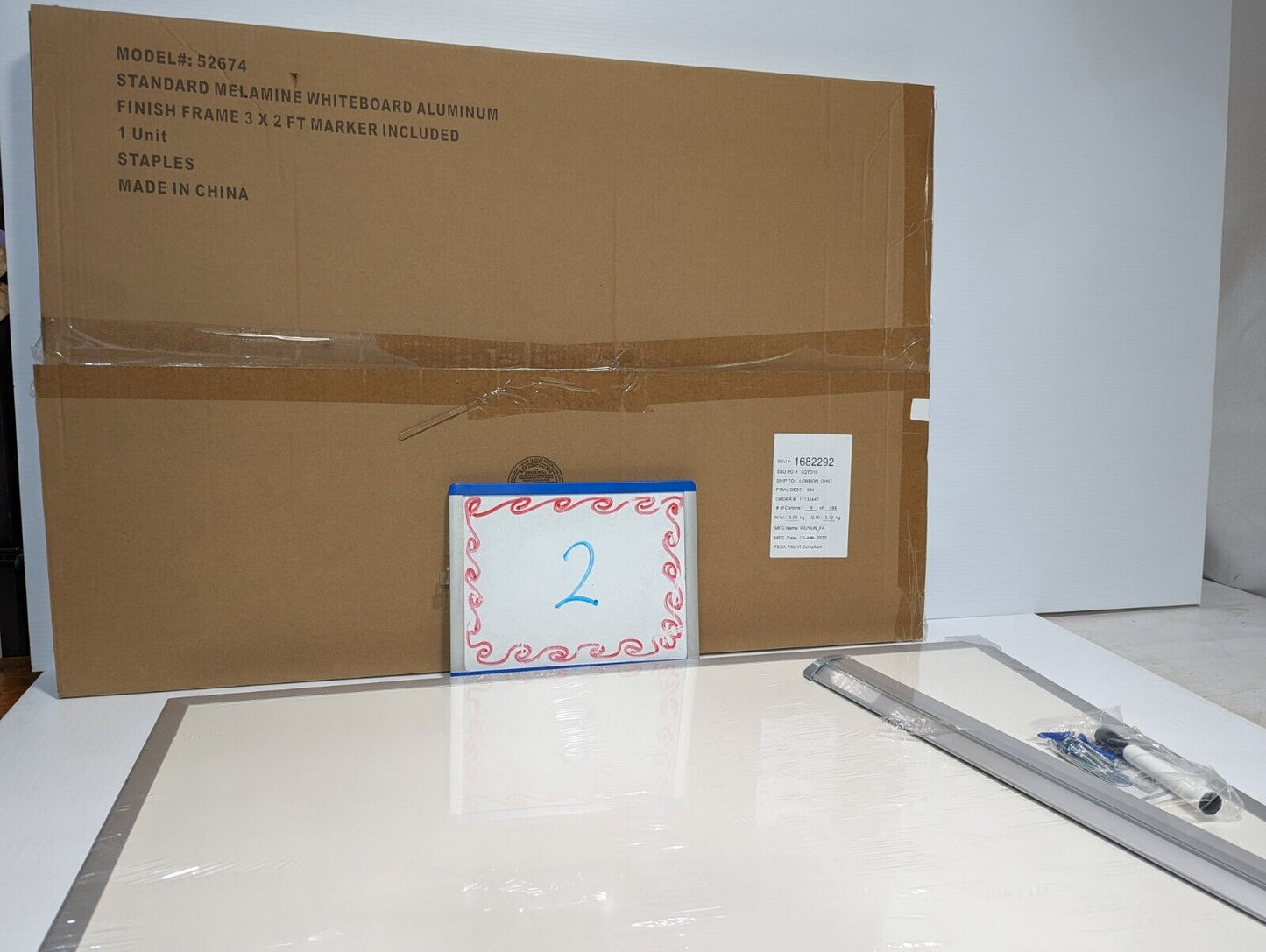 Staples 3ft x 2ft Standard Melamine Whiteboard 52674 Aluminum 1682292 TSCA Title