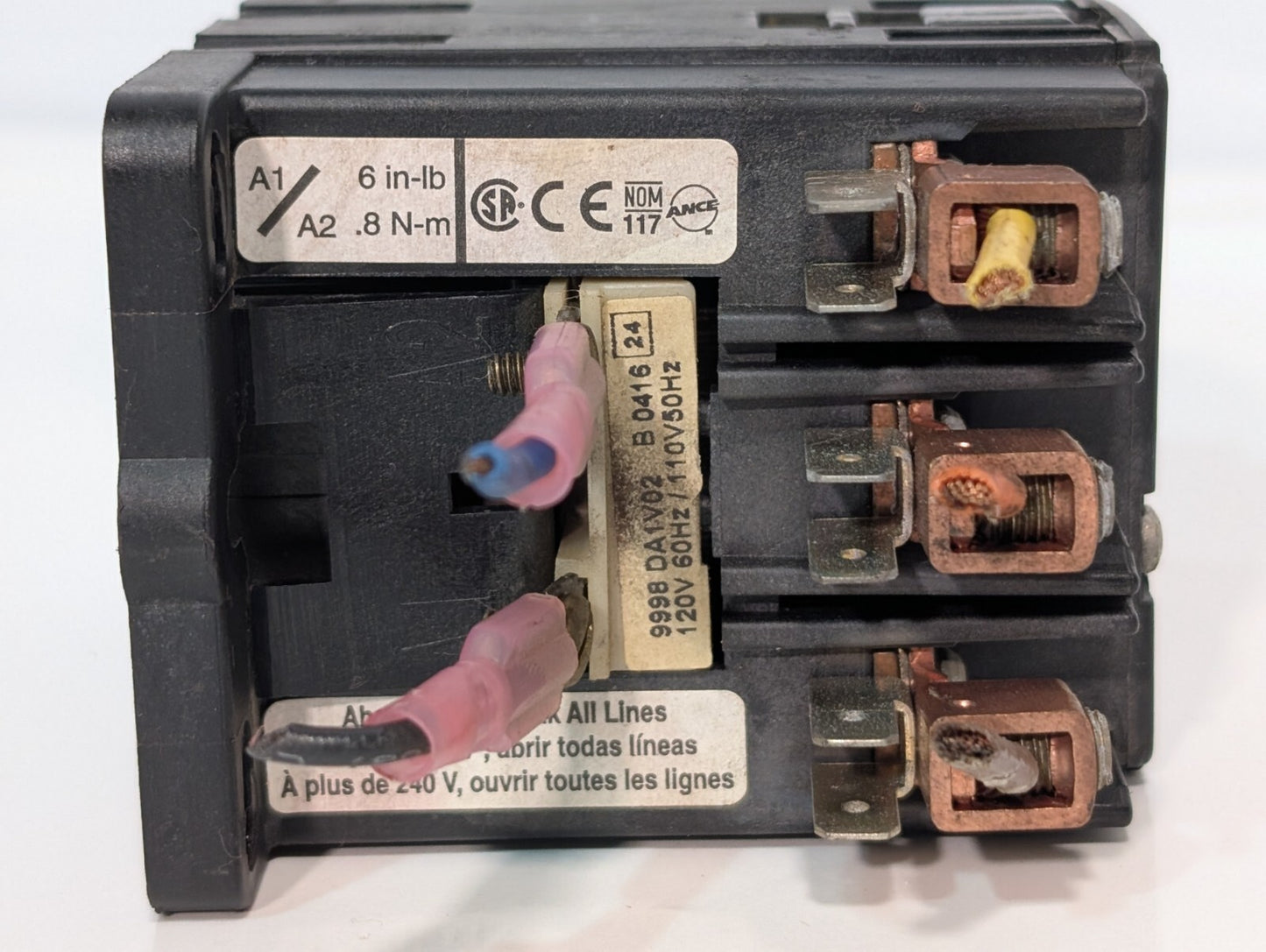 Square D 8910DPA43 Definite Purpose Contactor 50A Res, 40A, 3 Pole, Box Lug Term