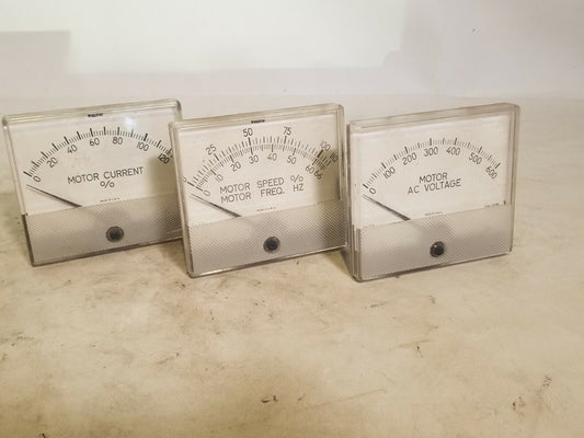 Weschler Motor Panel Meters, set of 3 - Current%, Speed%/Hz, VAC