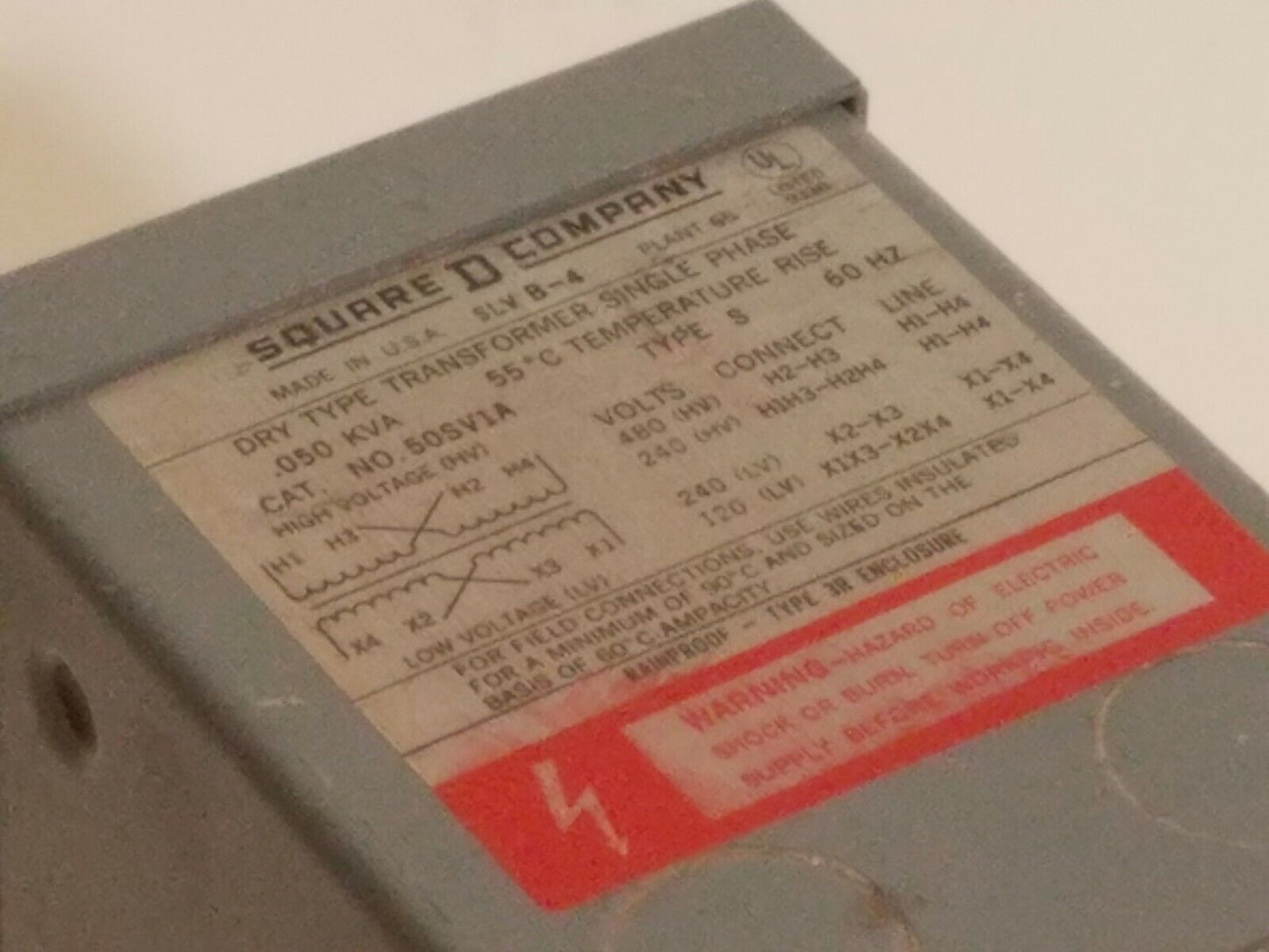 Square D 50SV1A Dry Type Transformer Single Phase, .050 KVA, 