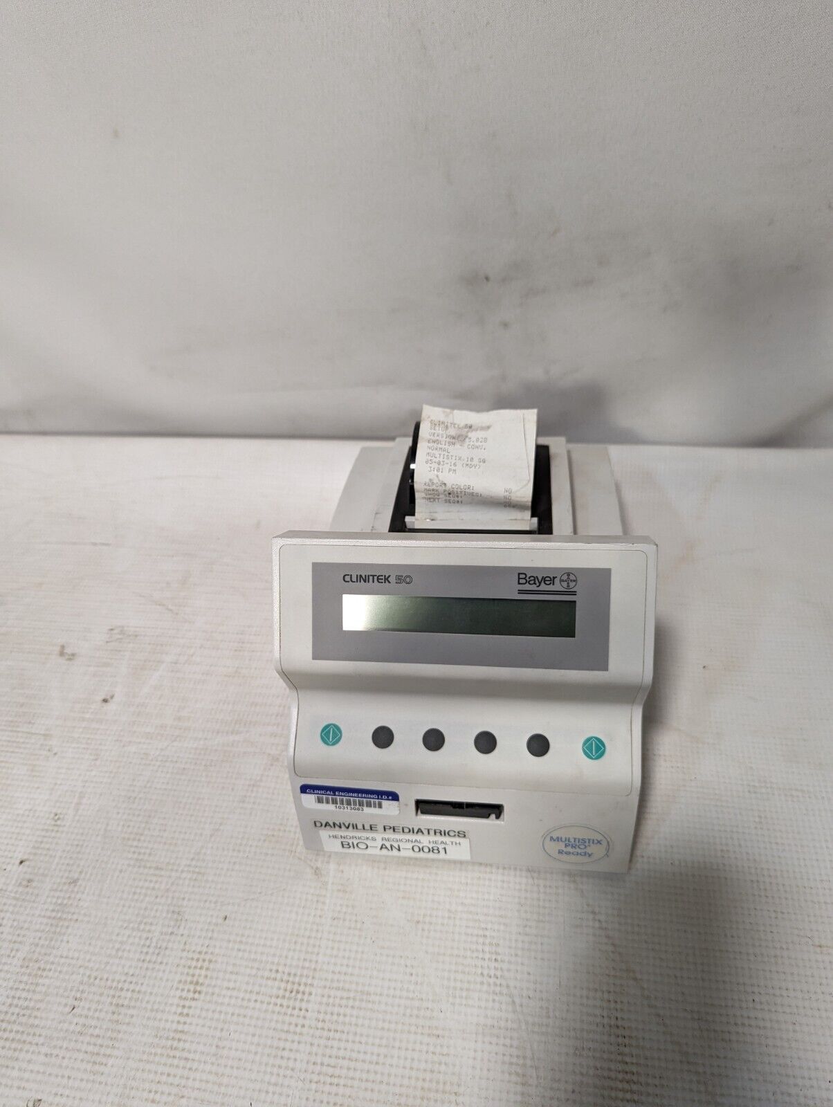 Bayer Clinitek 50 urinalysis machine, no power cable