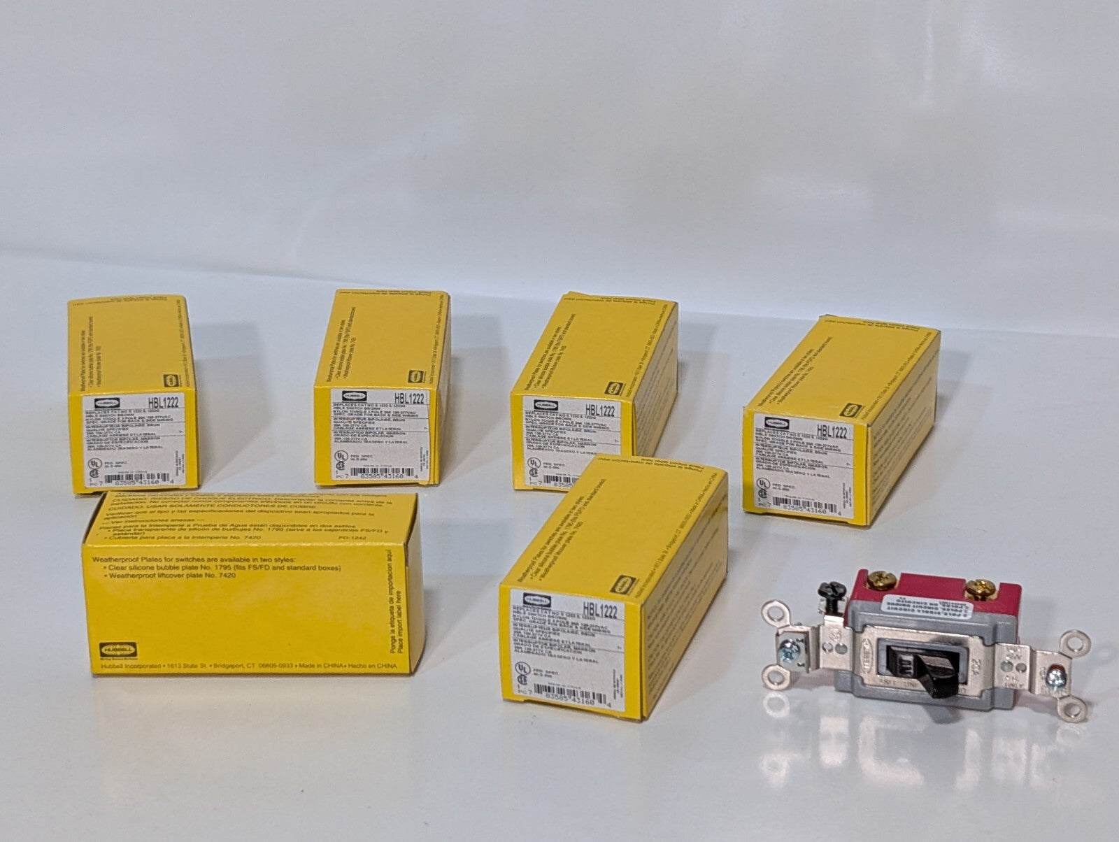 [2] Hubble HBL1222 Nylon Toggle Switch, 2 Pole 20A 120-277VAC