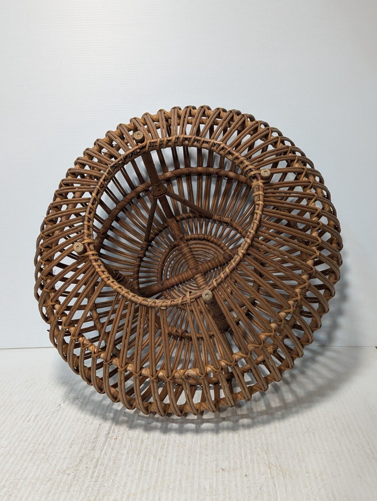 Vintage Mid Century Rattan, Ottoman, Pouf, Stool by Franco Albini, 25" x 16"