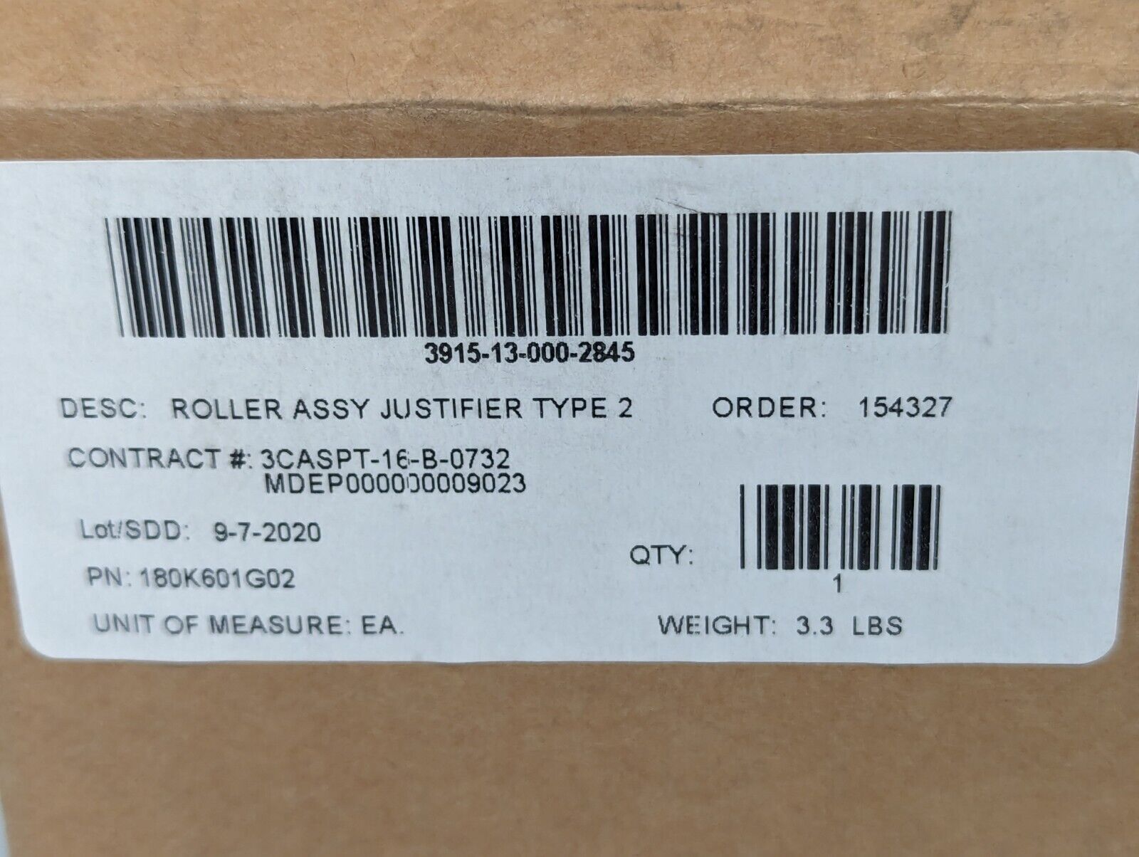 3915-13-000-2845 180K601G02 Justifier Roller Assembly Type 2 - Free Shipping