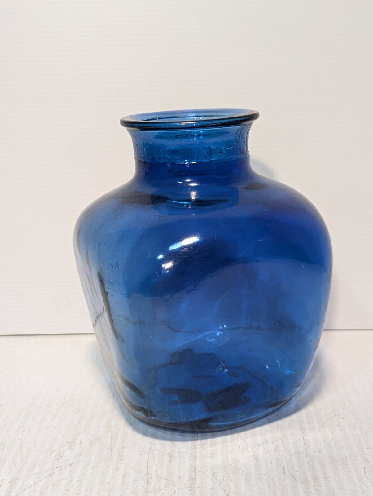 Blue Translucent Glass Vase, From Spain, 12" Tall x 9" Diameter - Free Shipping