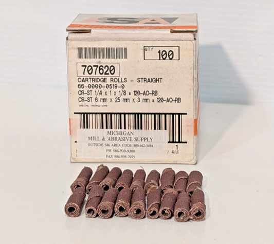 Standard Abrasives 707620 Straight Cartridge Rolls, 100 Count, 1/4x1x1/2, 120 AO