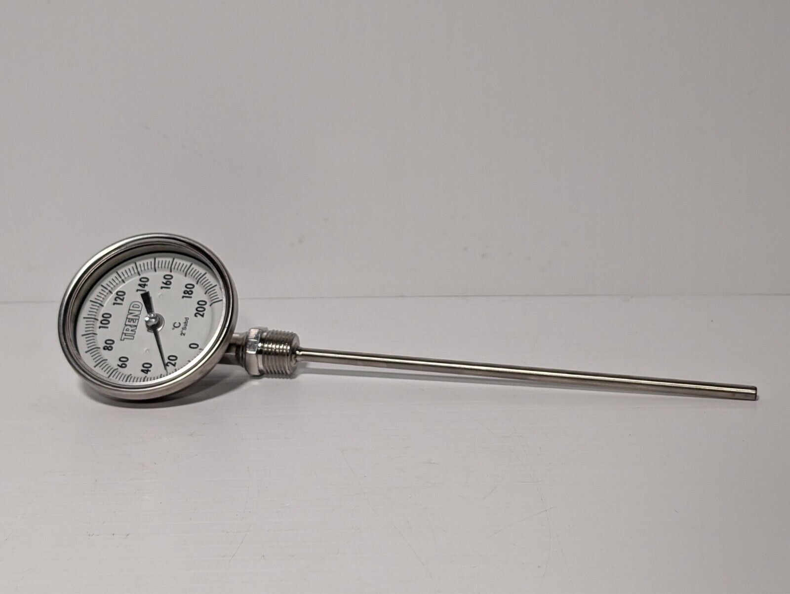 Trend CR3107C bimetal thermometer, 0-200 deg C, 2 deg subd., 3" face, 9" probe