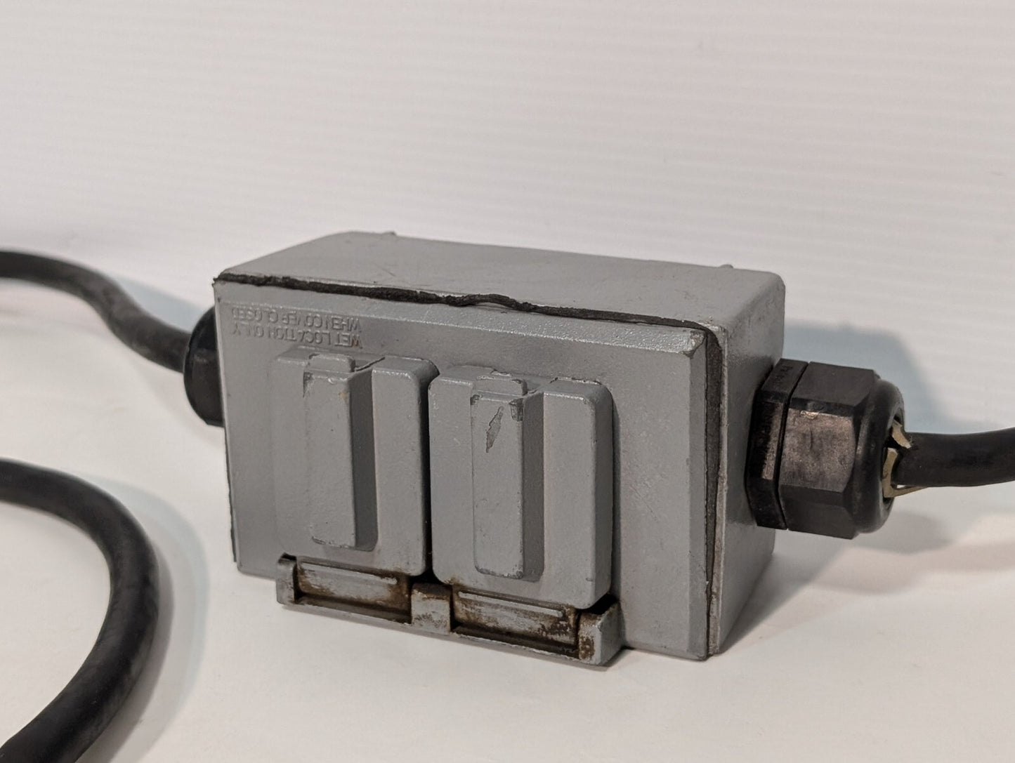 String of 4 Parallel Weather Proof Horizontal Duplex Power Outlet Receptacles