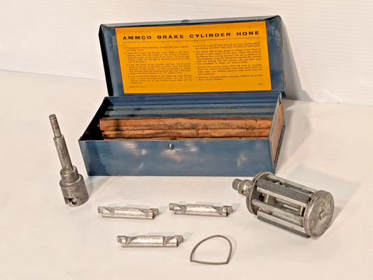 Vintage 7 piece Ammco Brake Cylinder Hone Kit, 350 Head, Metal Box