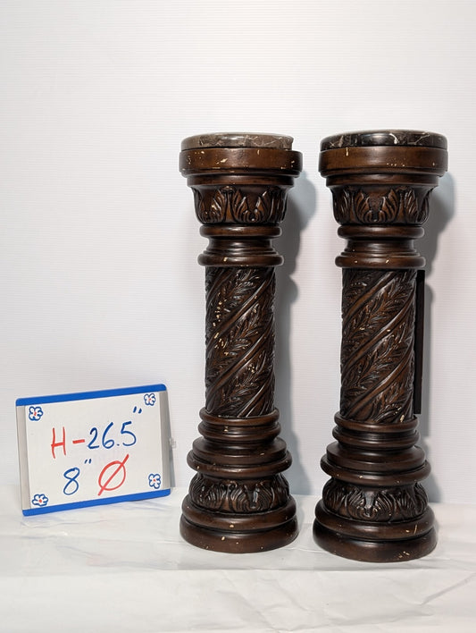 Vintage Pair of Carved Victorian Pedestals and Plant Stands
