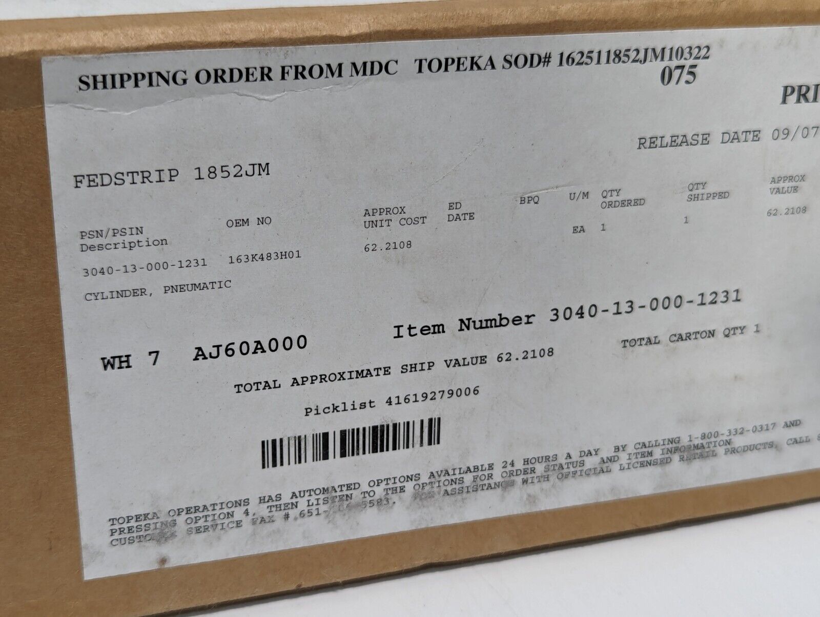 3915-12-000-3832 167K427H01 Shelf End Stop - Free Shipping