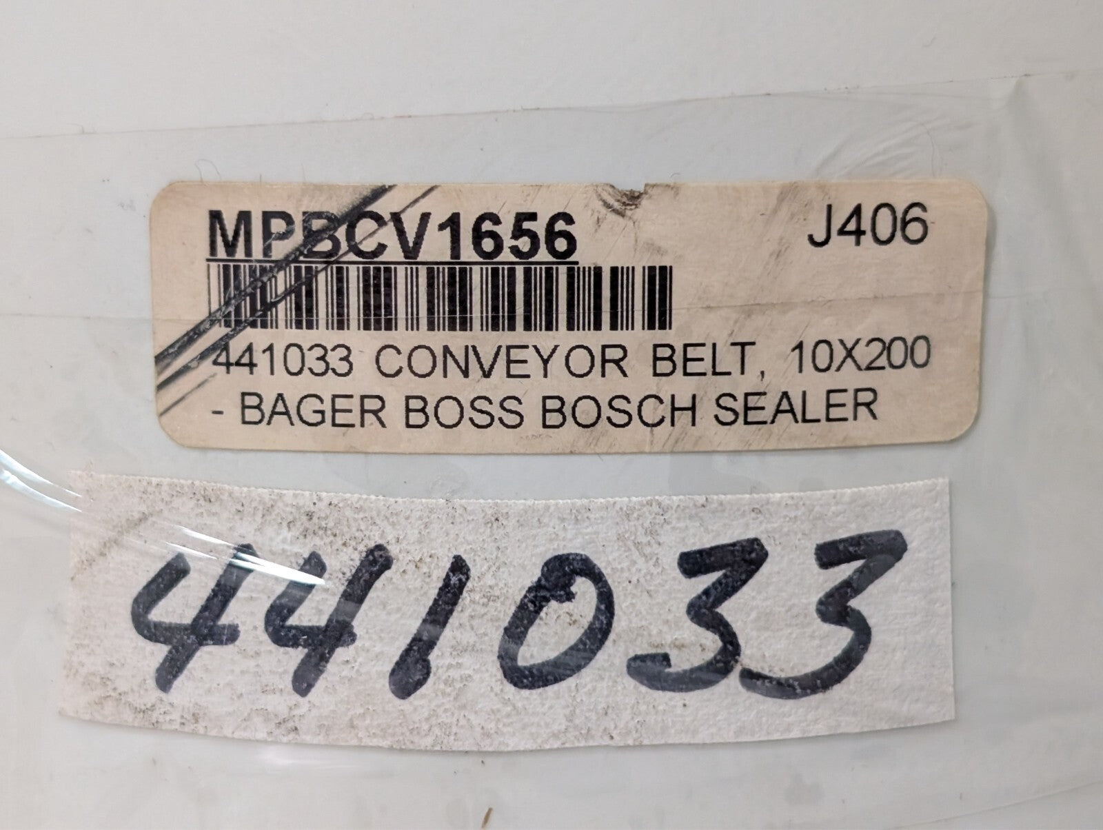 (2) Dorner 441033 Conveyor Belt 10" x 200" - Bager Boss Bosch Sealer MPBCV1656