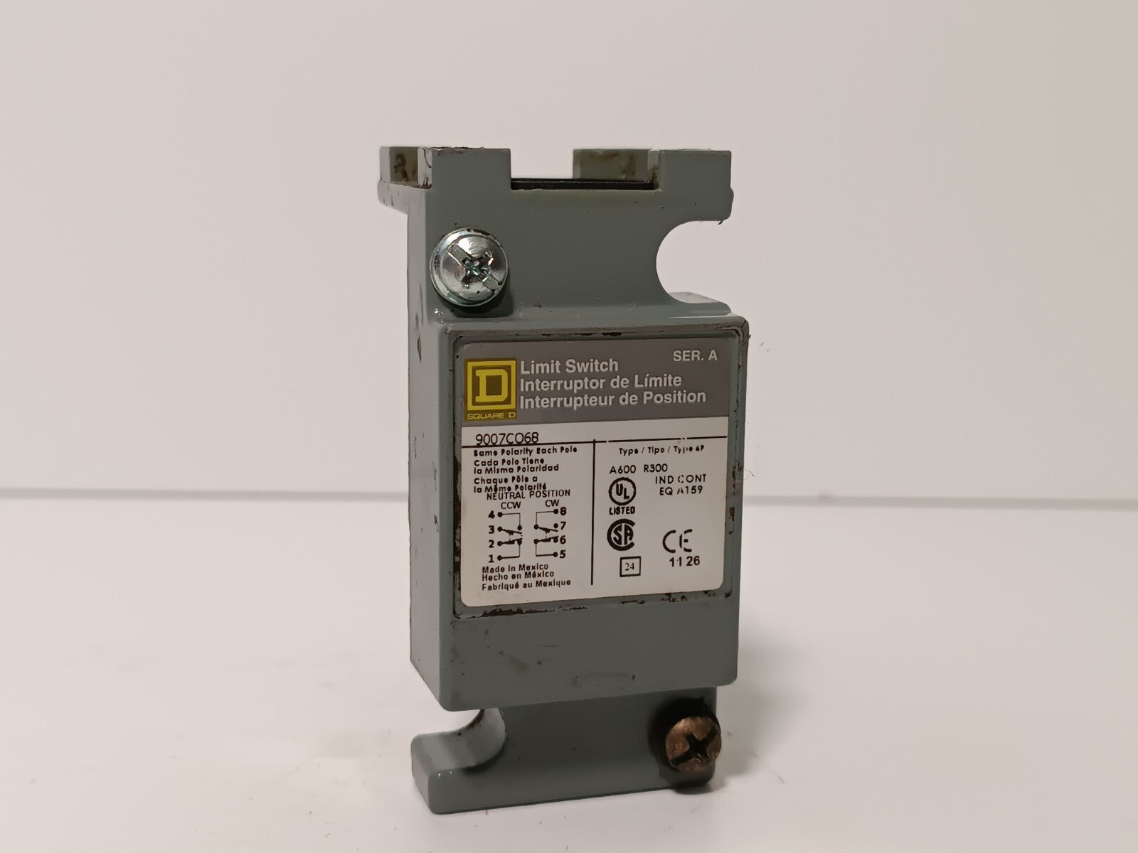 Square D 9007CO68 Limit Switch Plug In Unit 10A 600V DPDT 2NO 2NC