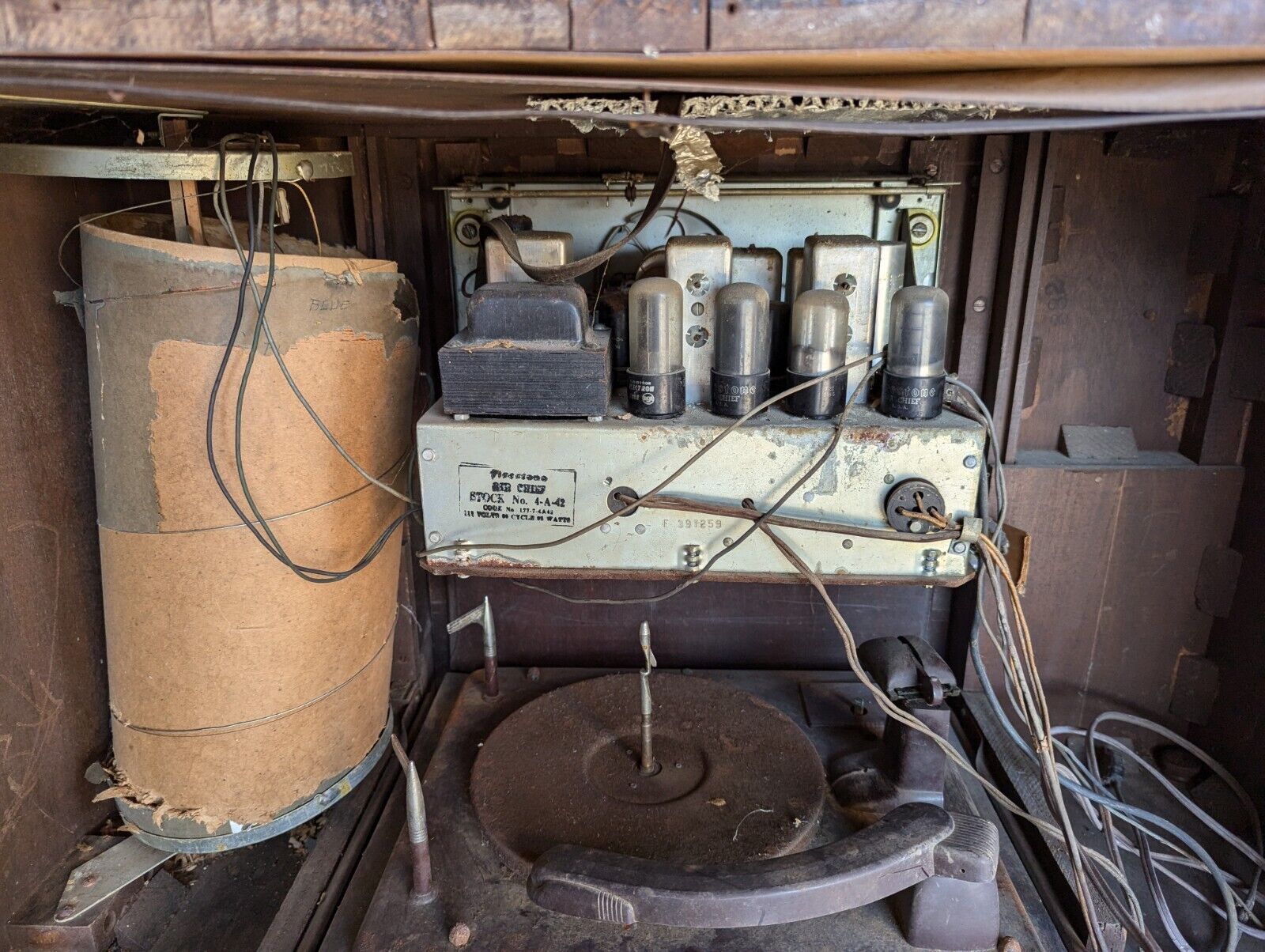 Vintage Vinyl Radio Cabinet, Air Chief Receiver, Stock#4-A-42 - Free Shipping