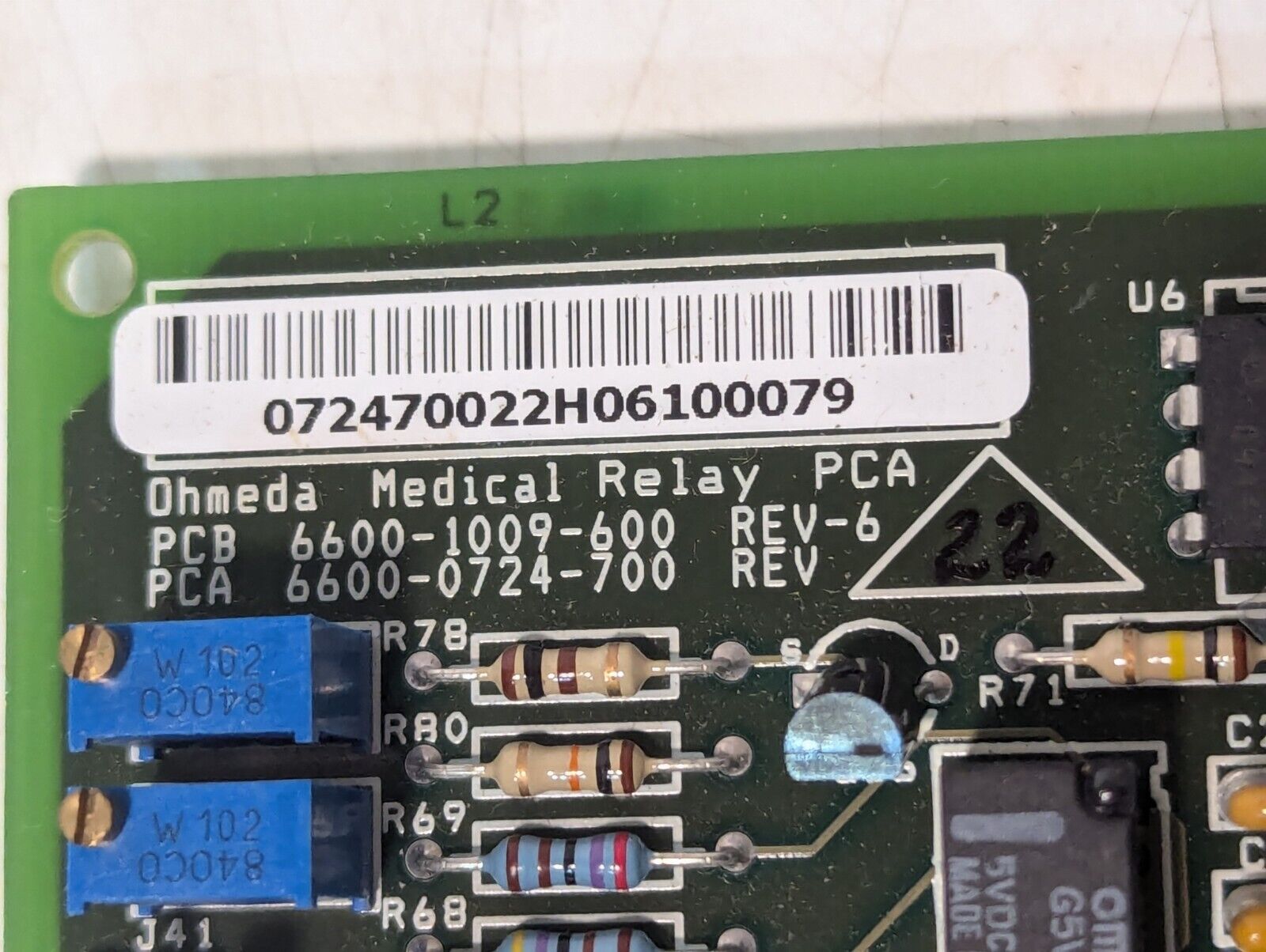 Ohmeda 2080429-001 Relay PCA Kit for Giraffe OmniBed Carestation - Free Shipping