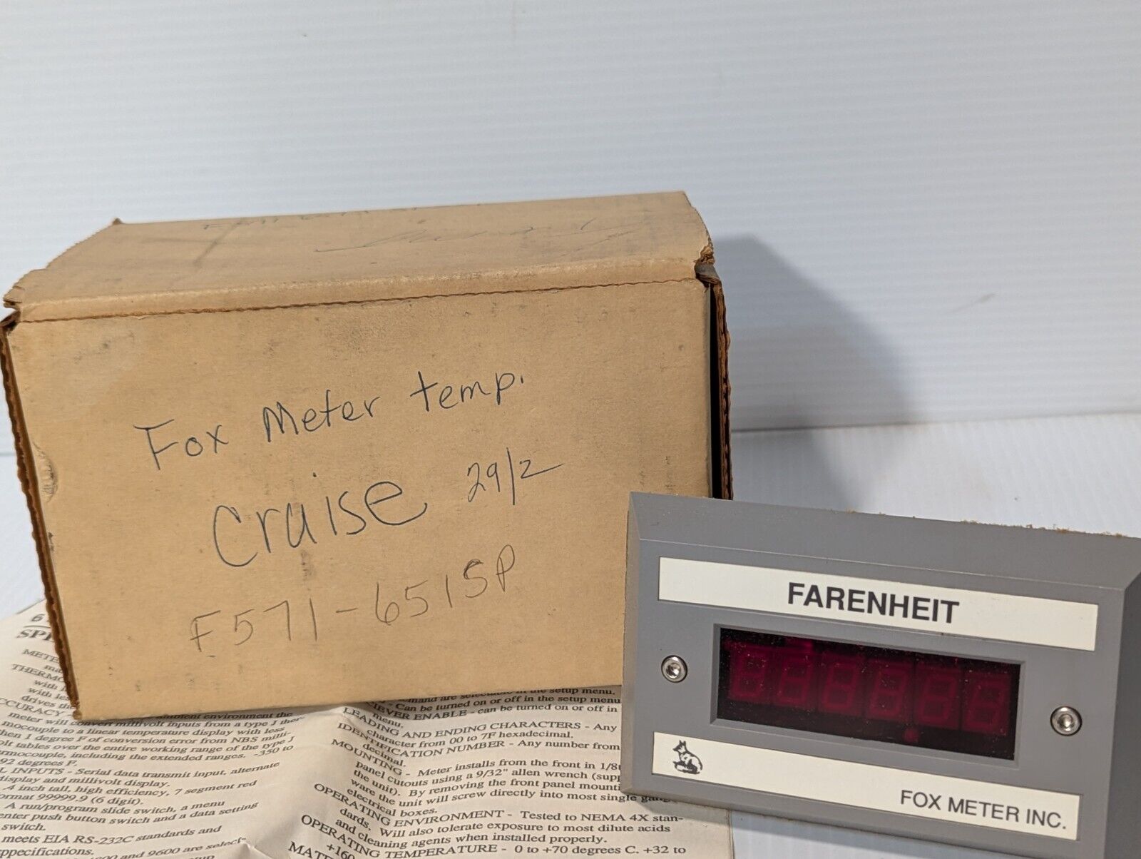 Fox Meter F571-651 J SP321 6 Digit Thermocouple Display - Free Shipping
