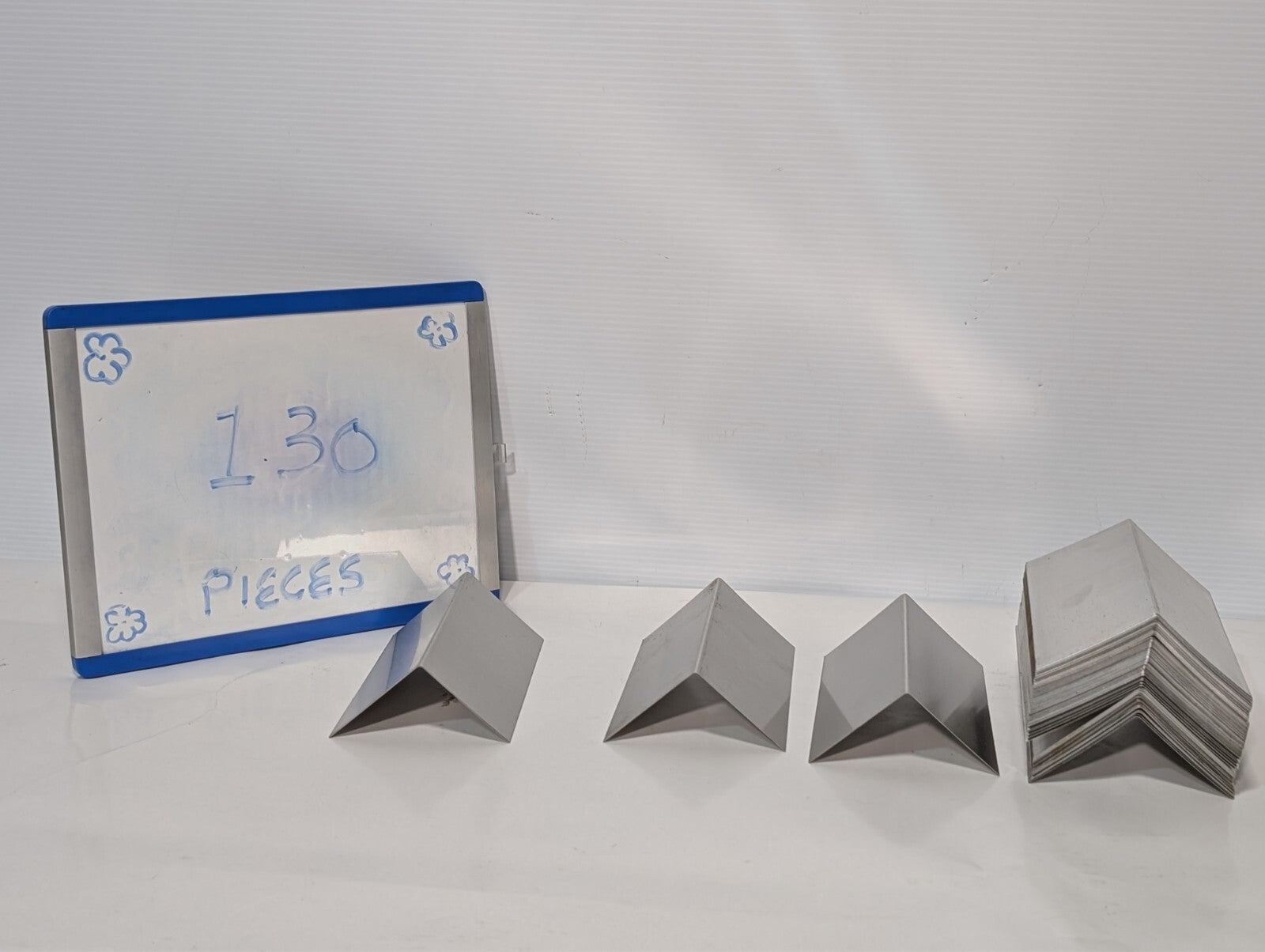 (130) Aluminum 7 inch x 2.5 inch x 2.5 inch bent, for flashing, signs, as shown