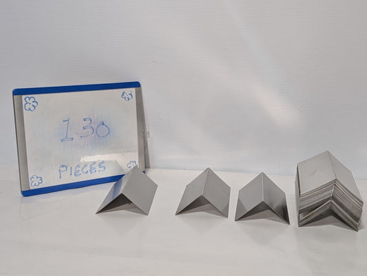 (130) Aluminum 7 inch x 2.5 inch x 2.5 inch bent, for flashing, signs, as shown