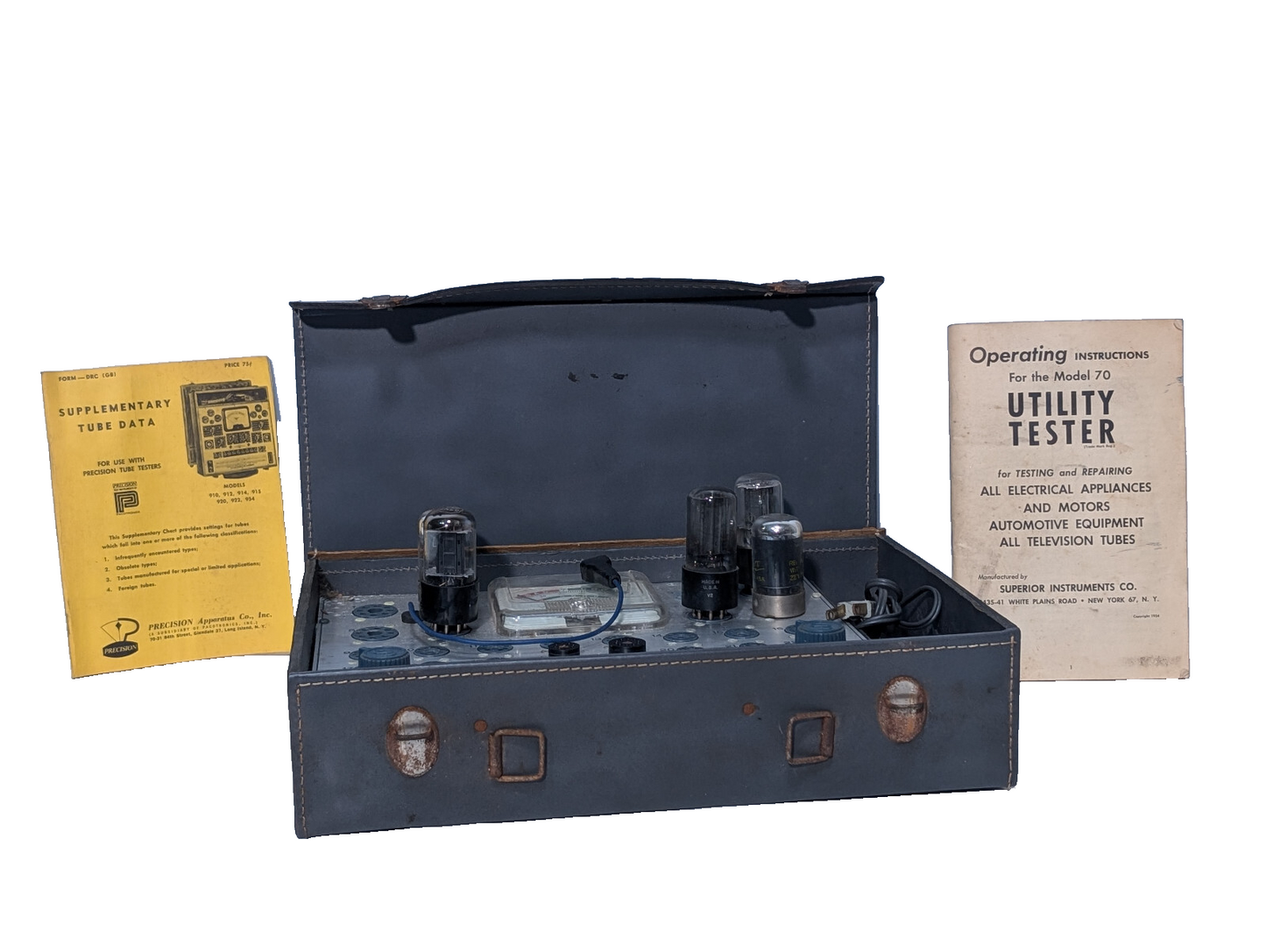 Superior Instruments Co. Model 82A Vintage Rapid Tube Tester, Case, Manuals