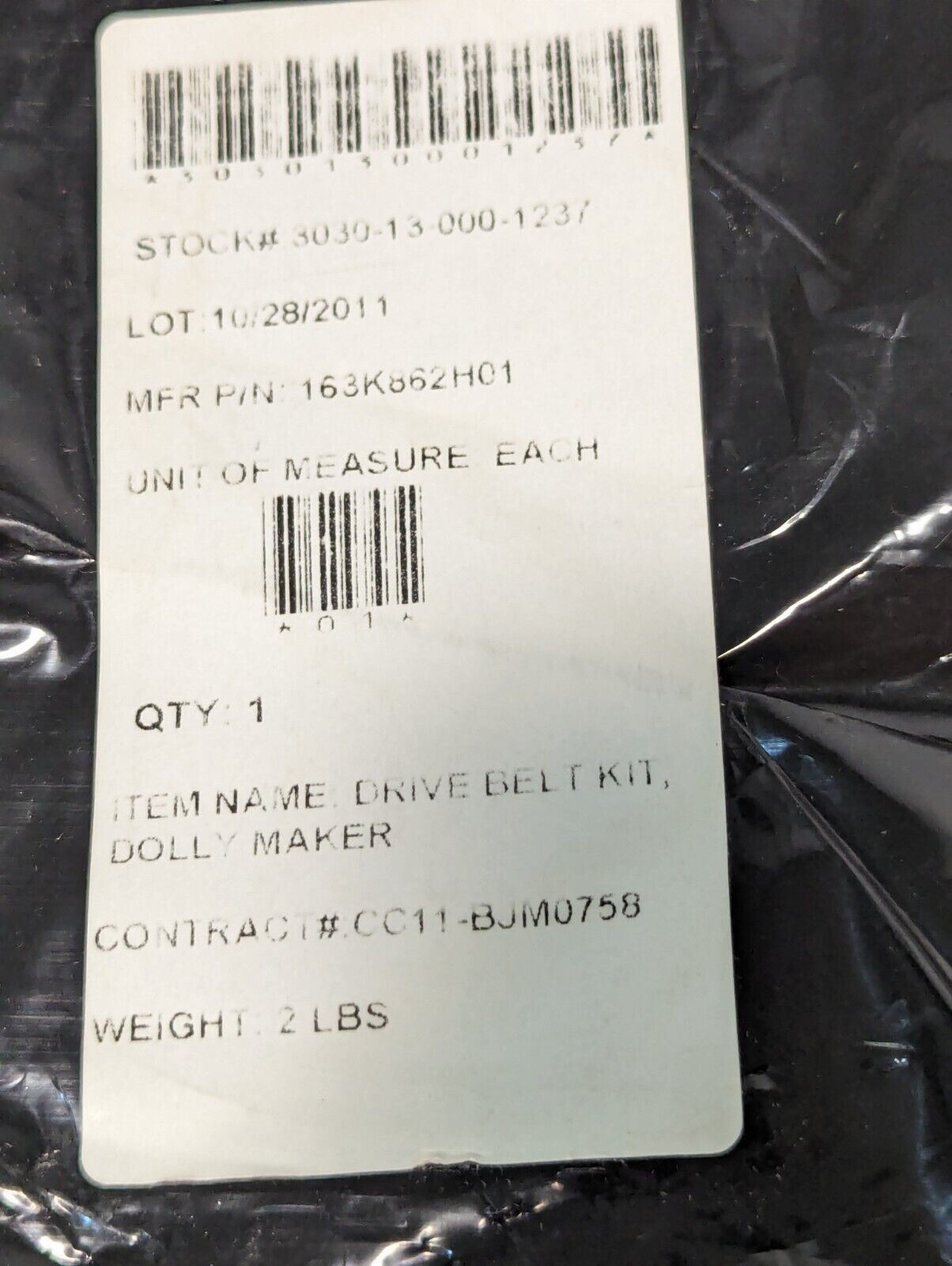 Macron 3030-13-000-1237 163K862H Dolly Maker Drive Belt Kit - Free Shipping