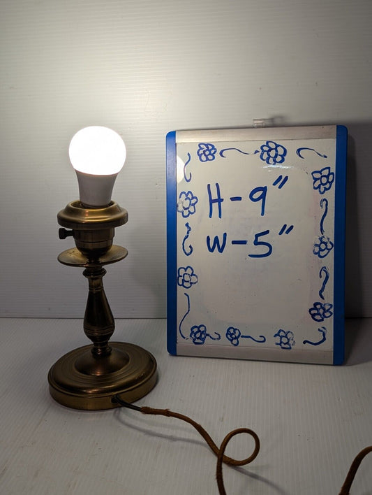 Vintage Mid Century Brass Stiffle Table Lamp 9X5 In - Free Shipping