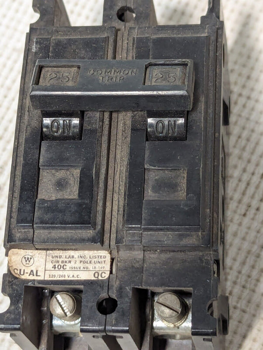 Westinghouse QC2025 Circuit Breaker, 25A, 240VAC, 2-Pole - Free Shipping