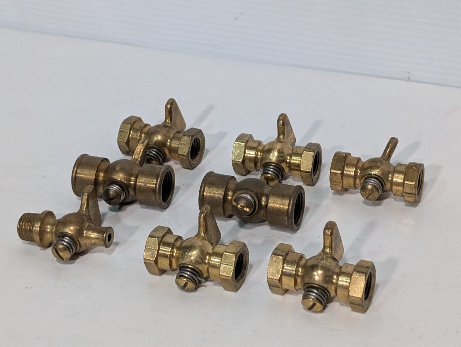 (8) Assorted Brass Petcock Air Cock with T Handle