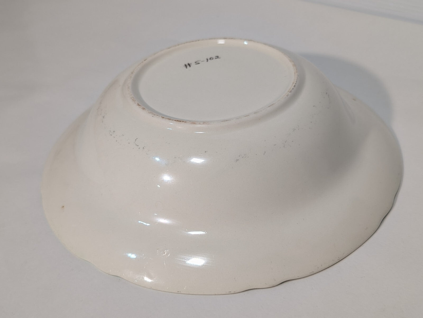 Vintage Porcelain Green + White with Floral Bouquet Serving Bowl 9 1/2" Diameter