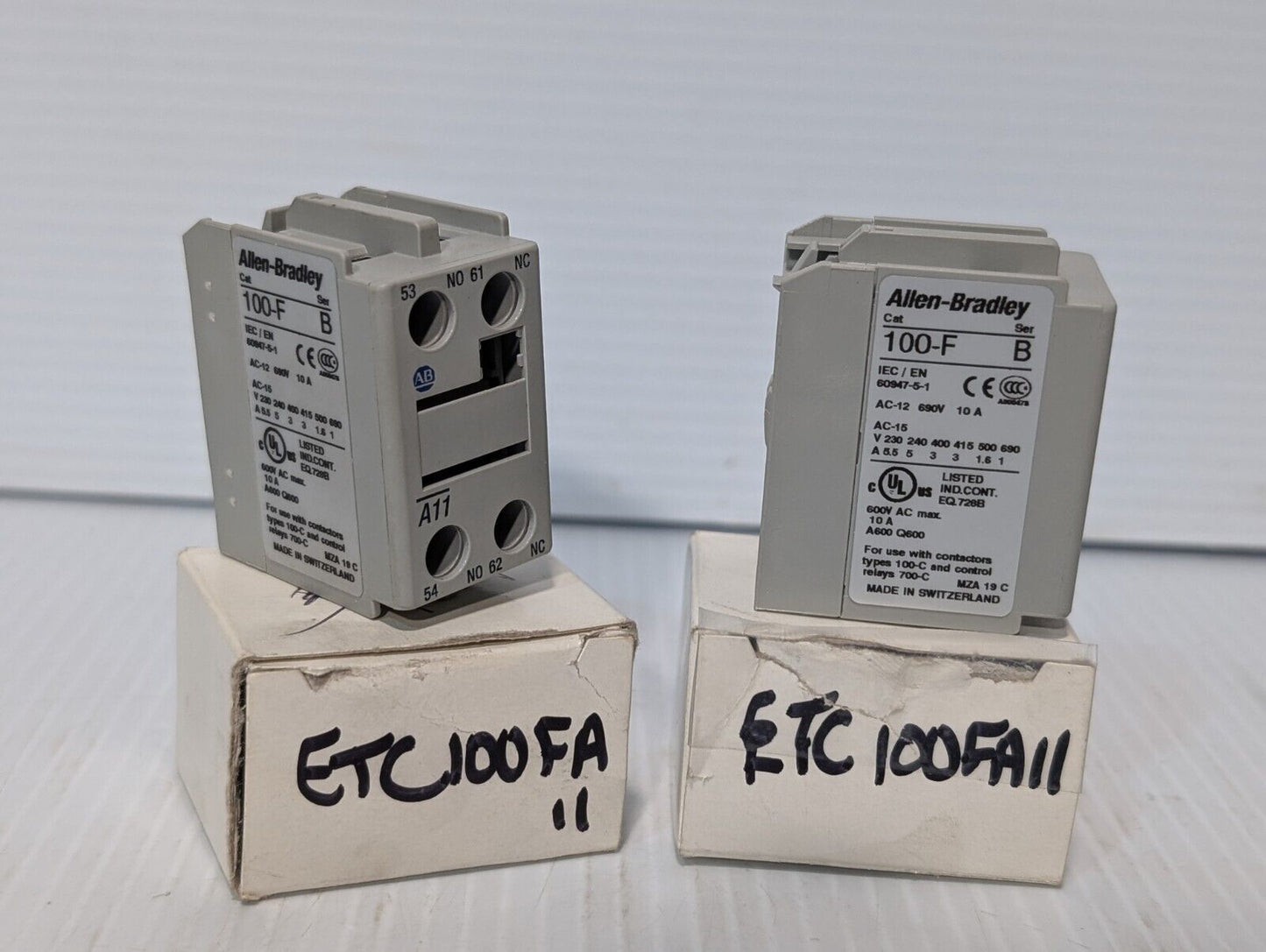 Allen Bradley 100-F Ser. B, Auxiliary Contact, Contact Block, AC-12 690V 10A