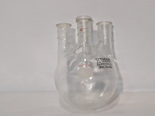 Tudor Scientific (Ace) 1000ml 4-Neck Boiling Flask, (3) 24/40 Joints