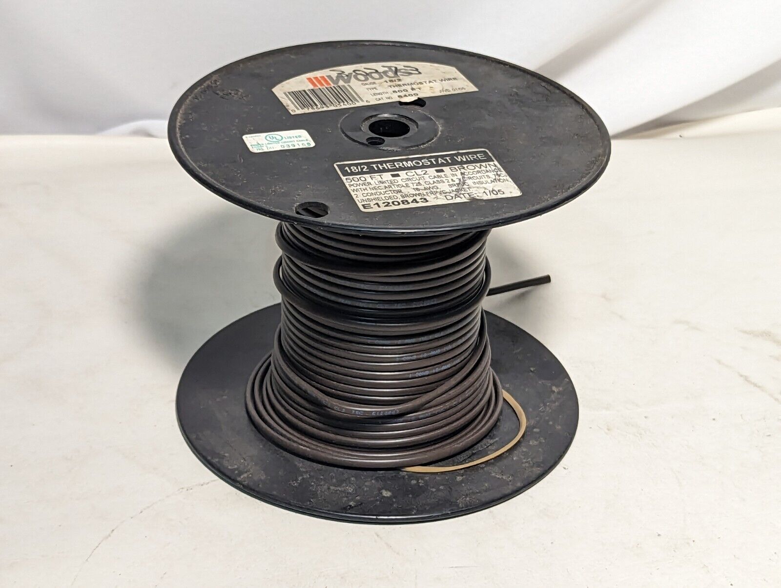 Woods 18/2 thermostat wire, brown, CL2, originally 500 ft, now about 100 ft