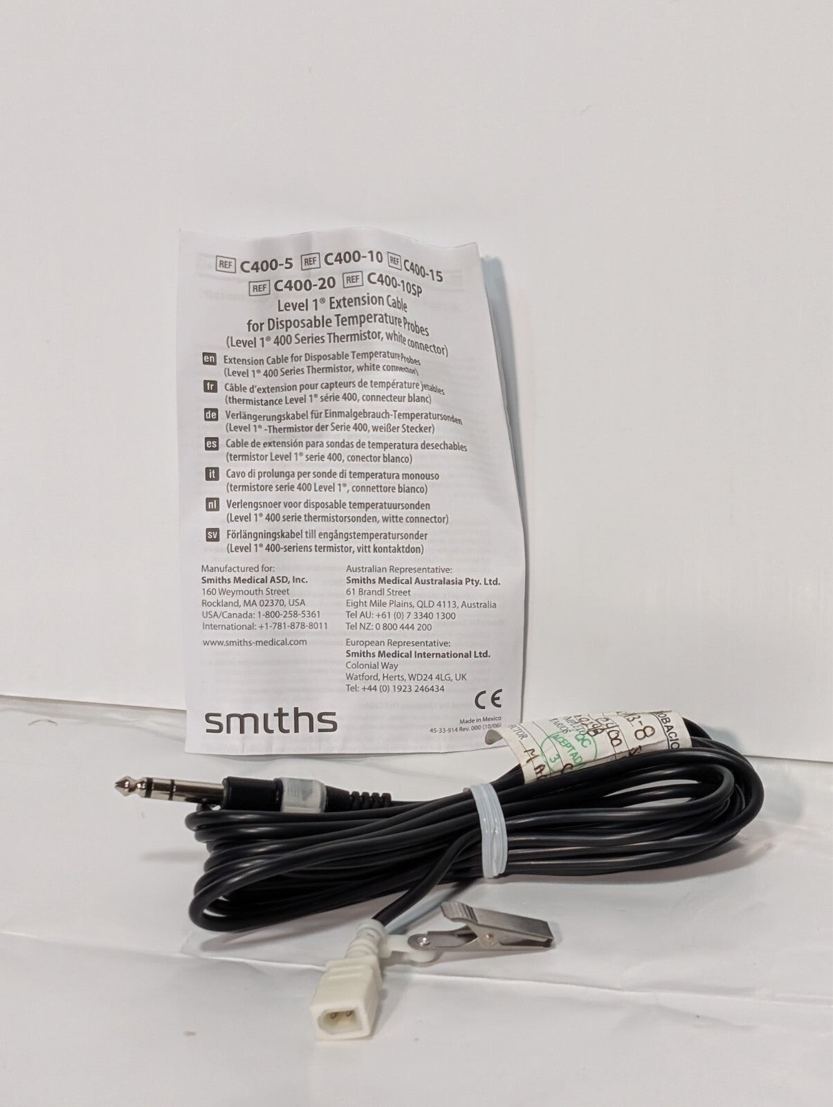 Smiths Medical C400-15 Electrical Extension Cable for Disposable Temp Probe