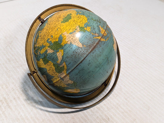 Vintage Mid-Century Modern Globe, dents in Iran, Bolivia, Haiti - Free Shipping