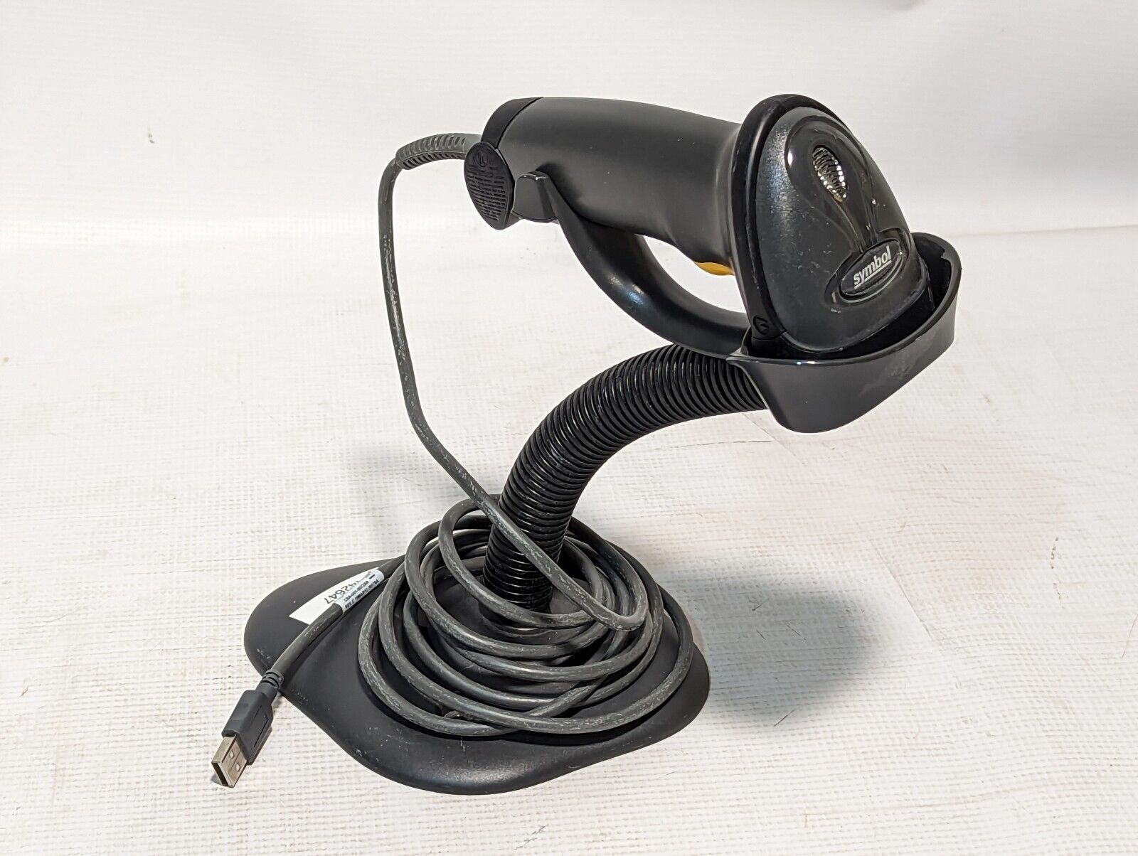 Symbol LS2208-SR20007R-UR handheld USB barcode scanner with stand