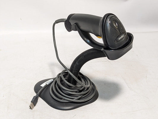 Symbol LS2208-SR20007R-UR handheld USB barcode scanner with stand