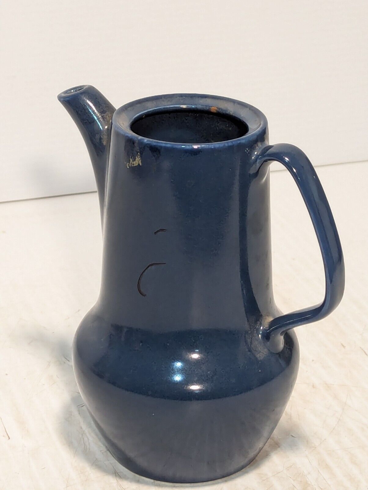 Antique, Dark Blue Ceramic, Teapot Vase, Elongated Handle - Free Shipping