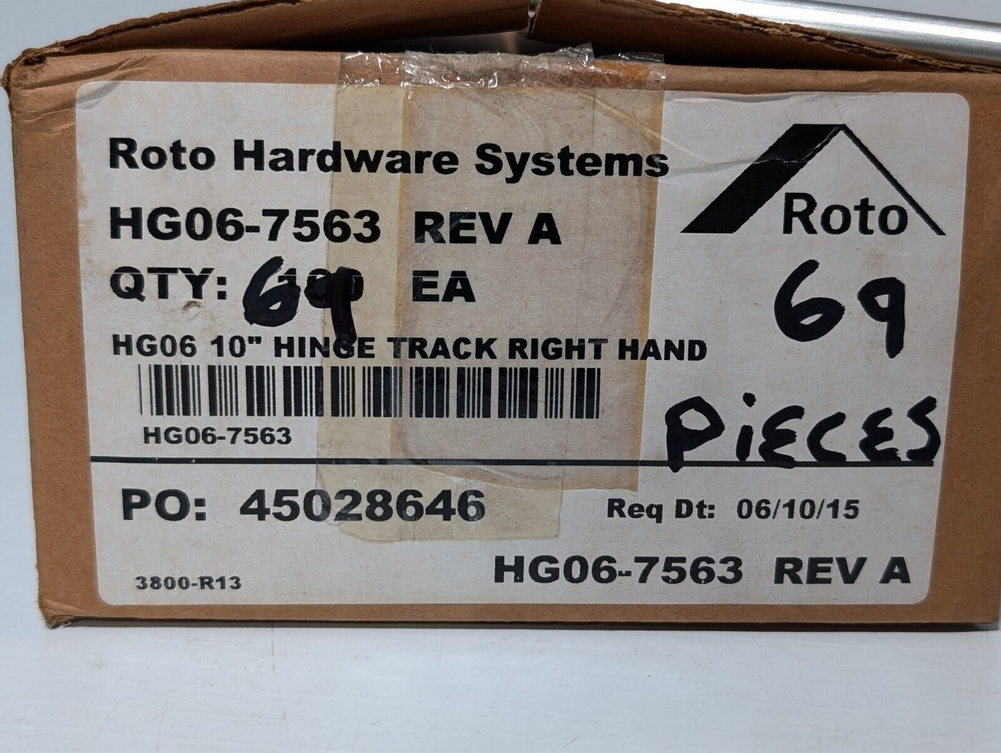 (69) Roto Pro Hardware HG06-7563 10" Hinges Track Right Hand, Casement Windows