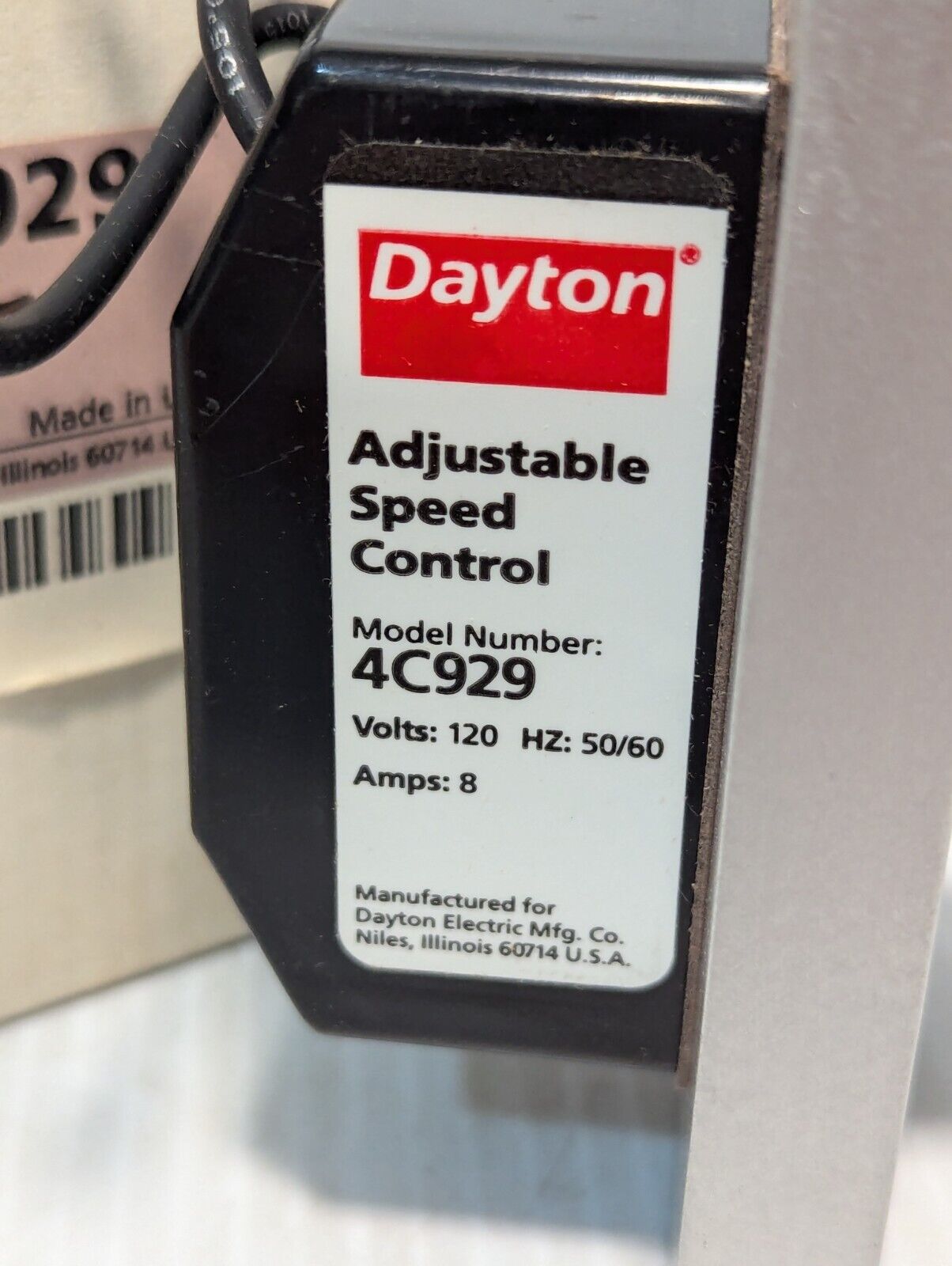 Dayton 4C929 Adjustable Speed Control Module, 120V, 8A - Free Shipping