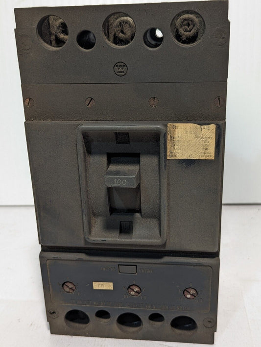 Westinghouse JA3100SW Molded Case Circuit Breaker, 100A, 600VAC, Adjustable Trip