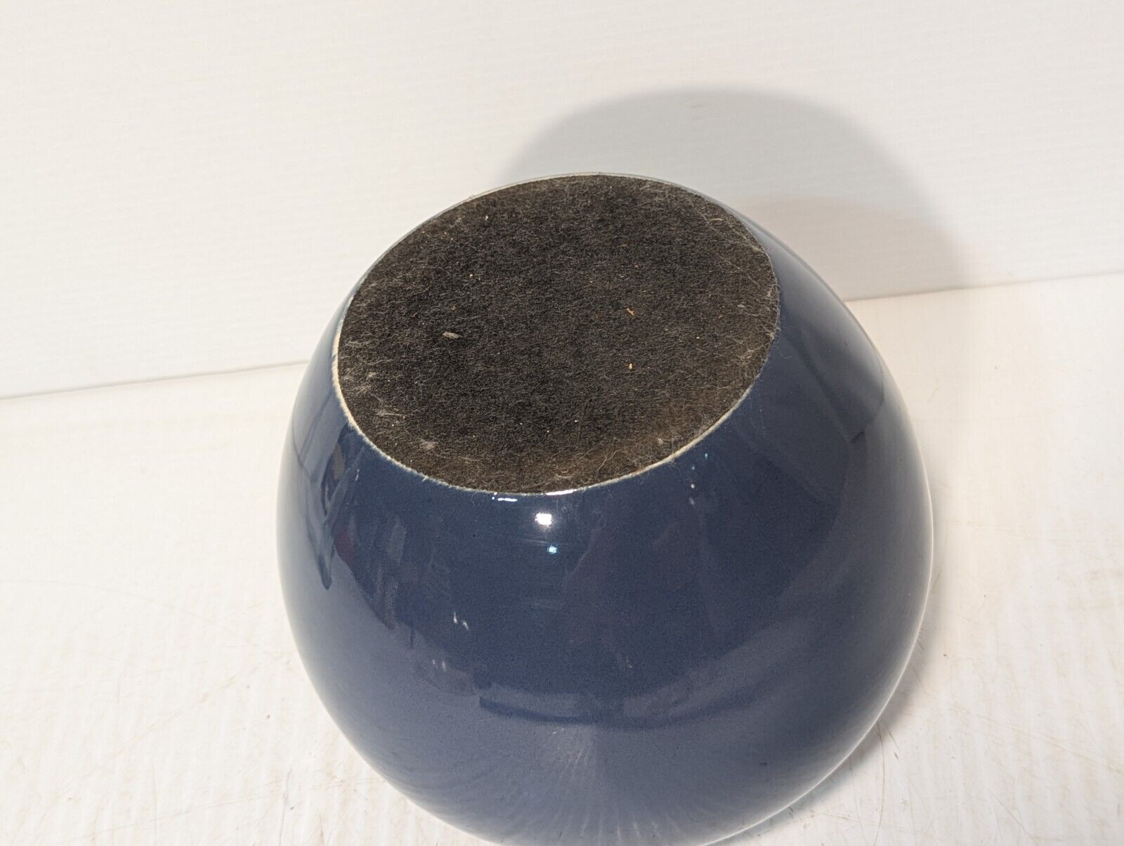 Vintage Post-Modern Blue Sphere Orb Ceramic Planter \ Vase, Haeger Style