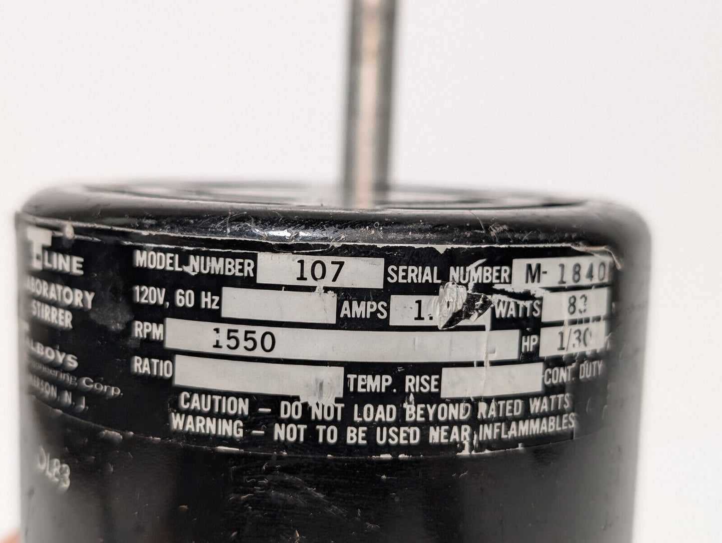 Talboys T-Line Model 107 Laboratory Stirrer Overhead Mixer, 1550 RPM, 1/30hp